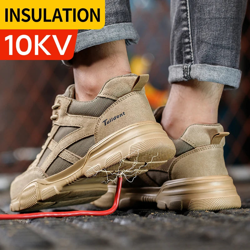 10KV Insulated Safety Shoes – Men’s Anti-Smash, Puncture-Proof, Breathable Electrician & Welding Work Boots