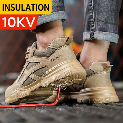 10KV Insulated Safety Shoes – Men’s Anti-Smash, Puncture-Proof, Breathable Electrician & Welding Work Boots
