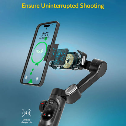 AOCHUAN Smart XPro 3-Axis Gimbal Stabilizer – Smartphone Video Stabilizer for iPhone & Android with Fill Light Effect
