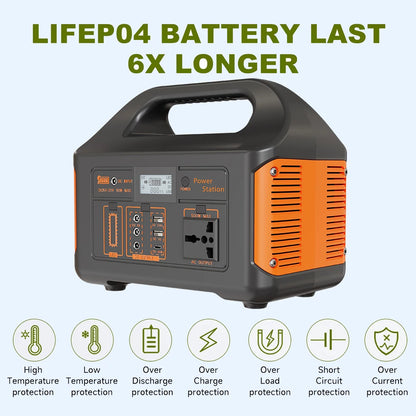 300W/500W Portable Solar Power Station – 460Wh LiFePO4 Battery Energy Storage with 110V/220V Output & LED for Camping, RV, and Travel