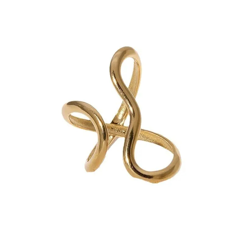 Gold Stainless Steel Rings for Women – Unique, Colorfast Party Jewelry with Exaggerated Charms & Personalized Gift