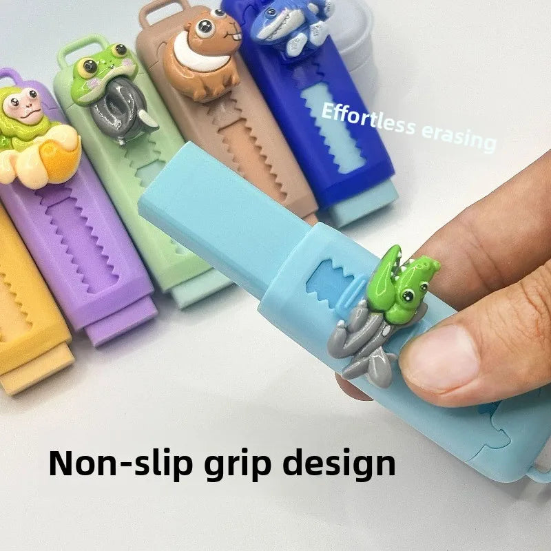 6PCS Italian Brainrot Tung Retractable Pencil Erasers — Kawaii Cute Drawing & Painting School Supplies