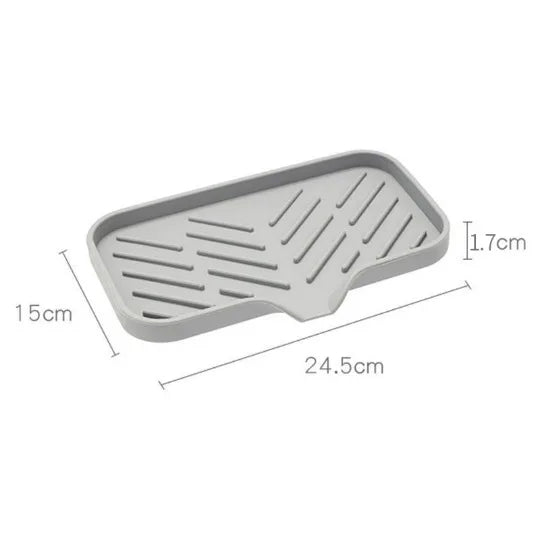 Sink Silicone Tray with Drain – Soap & Sponge Holder, Countertop Scrubber Brush Storage Rack, Kitchen Organizer