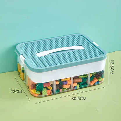 Stackable Kids Storage Box – Building Blocks Organizer with Handle, Adjustable Toy & Sundries Container for Children