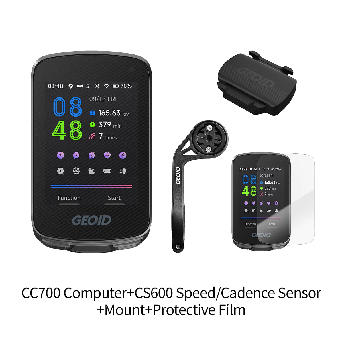 GEOID CC700 GPS Bike Computer - 2.8-Inch Color Screen Cycling Speedometer with Route Navigation, WiFi & Waterproof Design
