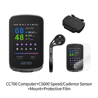 GEOID CC700 GPS Bike Computer - 2.8-Inch Color Screen Cycling Speedometer with Route Navigation, WiFi & Waterproof Design