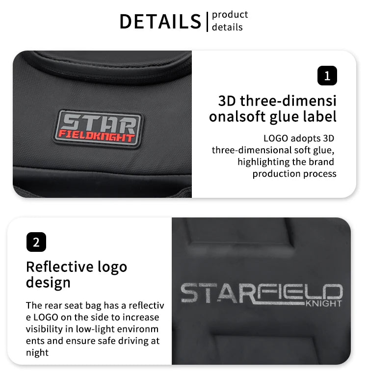 Waterproof Motorcycle Seat Back Bag – Large Capacity Hard Tail Box Luggage for Racing & Riding, Black Fuel Tank Motorbike Storage