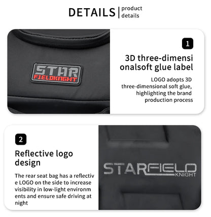 Waterproof Motorcycle Seat Back Bag – Large Capacity Hard Tail Box Luggage for Racing & Riding, Black Fuel Tank Motorbike Storage