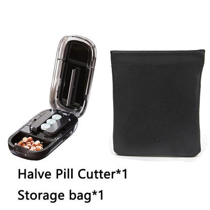 Newest Quartering Pill Cutter & Storage Box – Portable Dustproof Medicine Divider Organizer & Crusher