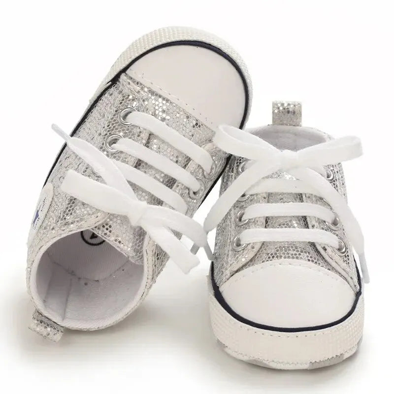 Meckior Baby Flash Canvas Sneakers – Infant First Walkers Soft Sole Anti-Slip Shoes for Boys & Girls