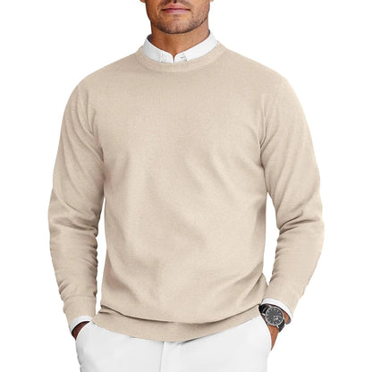 Men's Crew Neck Knit Sweater - Lightweight Long Sleeve Oversized Pullover for Casual Streetwear