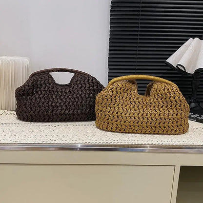 Fashion Elegant Woven Handbag — Female Beach Straw Underarm Bag, Versatile Shoulder & Evening Bag for Women Gifts