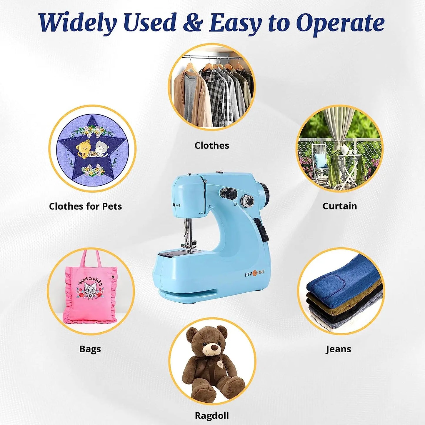 HTVRONT Mini Electric Sewing Machine for Beginners — Portable Household Sewing Kit with 42PCS, Foot Pedal, and Straight Stitch Table Tool
