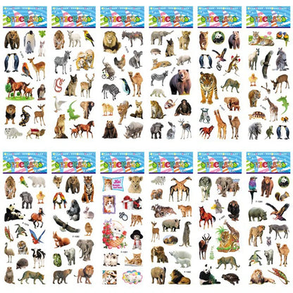 10-Sheet 3D Puffy Animal Stickers - Cute Scrapbook Decorations and Fun Holiday Birthday Gifts for Kids, Boys and Girls