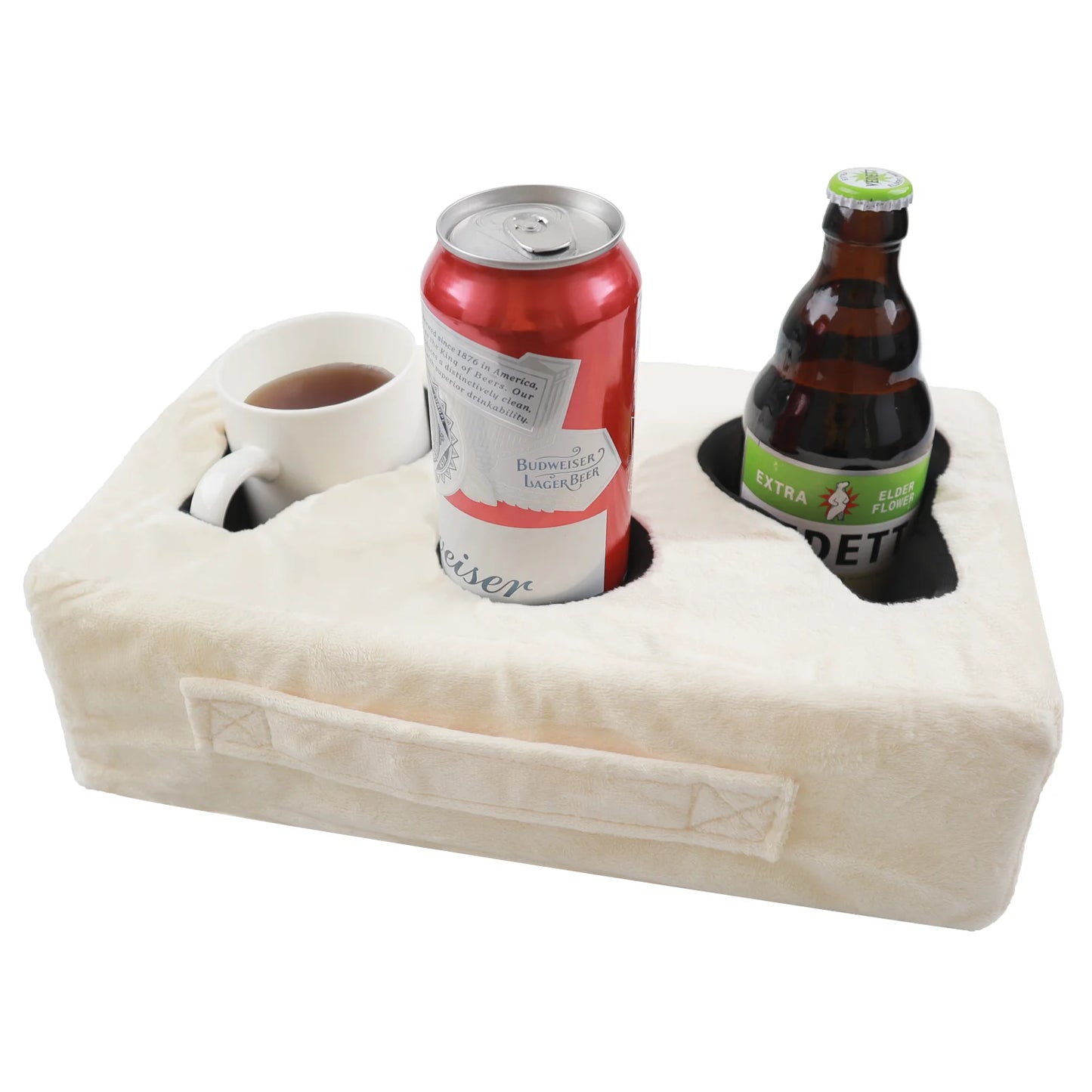 Sofa Cup Holder Pillow – Couch Arm Table Drink Caddy with Remote Holder for Sofa, Bed, RV & Car