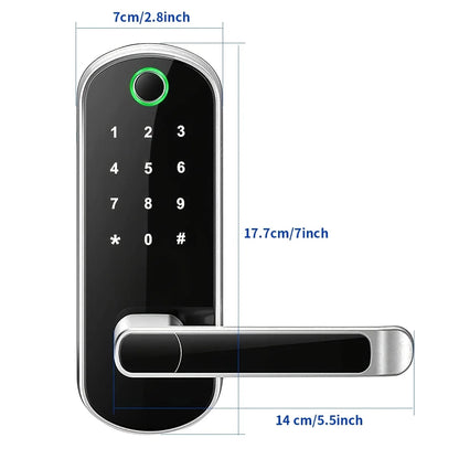 Smart Fingerprint Door Lock – Keyless WIFI Digital Touchscreen, App Remote Control, NFC, IP67 Waterproof, Includes 2 IC Cards