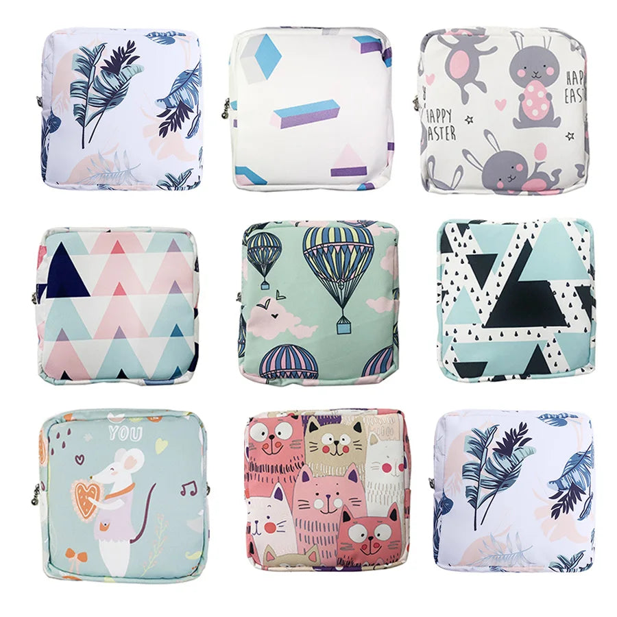 Cute Cartoon Girl Cosmetic Bag – Mini Travel Makeup Organizer for Lipstick, Sanitary Pads & Toiletries