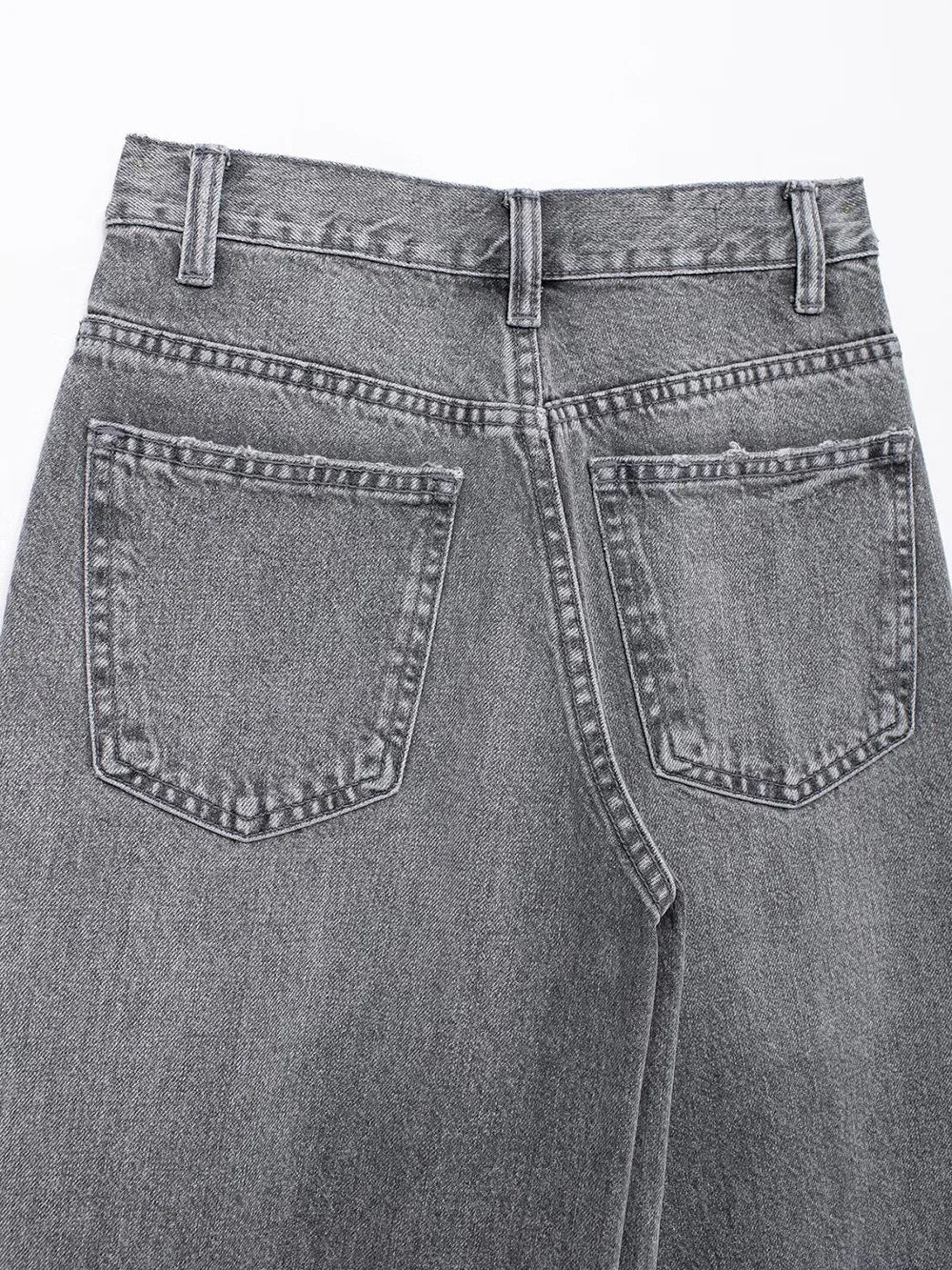 TRAF Women’s Basic Hundred Jeans — High Waist Asymmetric Wide-Leg Trousers, Casual Straight-Leg Fashion Jeans