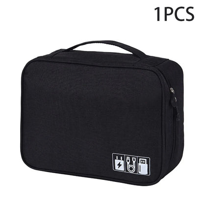 Portable Waterproof Travel Cable Storage Bag – Digital Organizer for USB Cables, Chargers & Plugs
