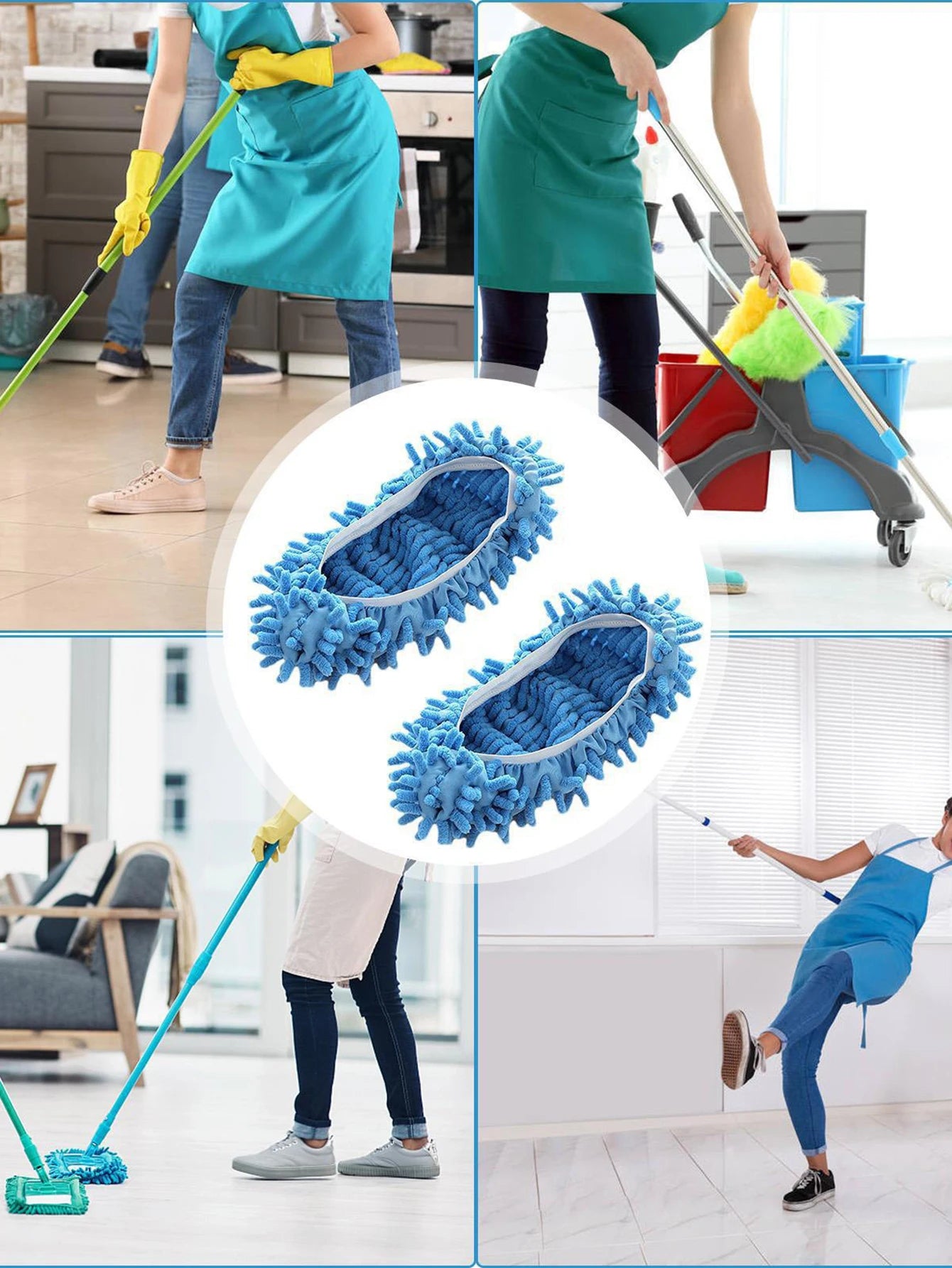 2PCS Chenille Dust Mop Slippers - Multi-Function Foot Socks Mop Caps for Effortless Floor Cleaning