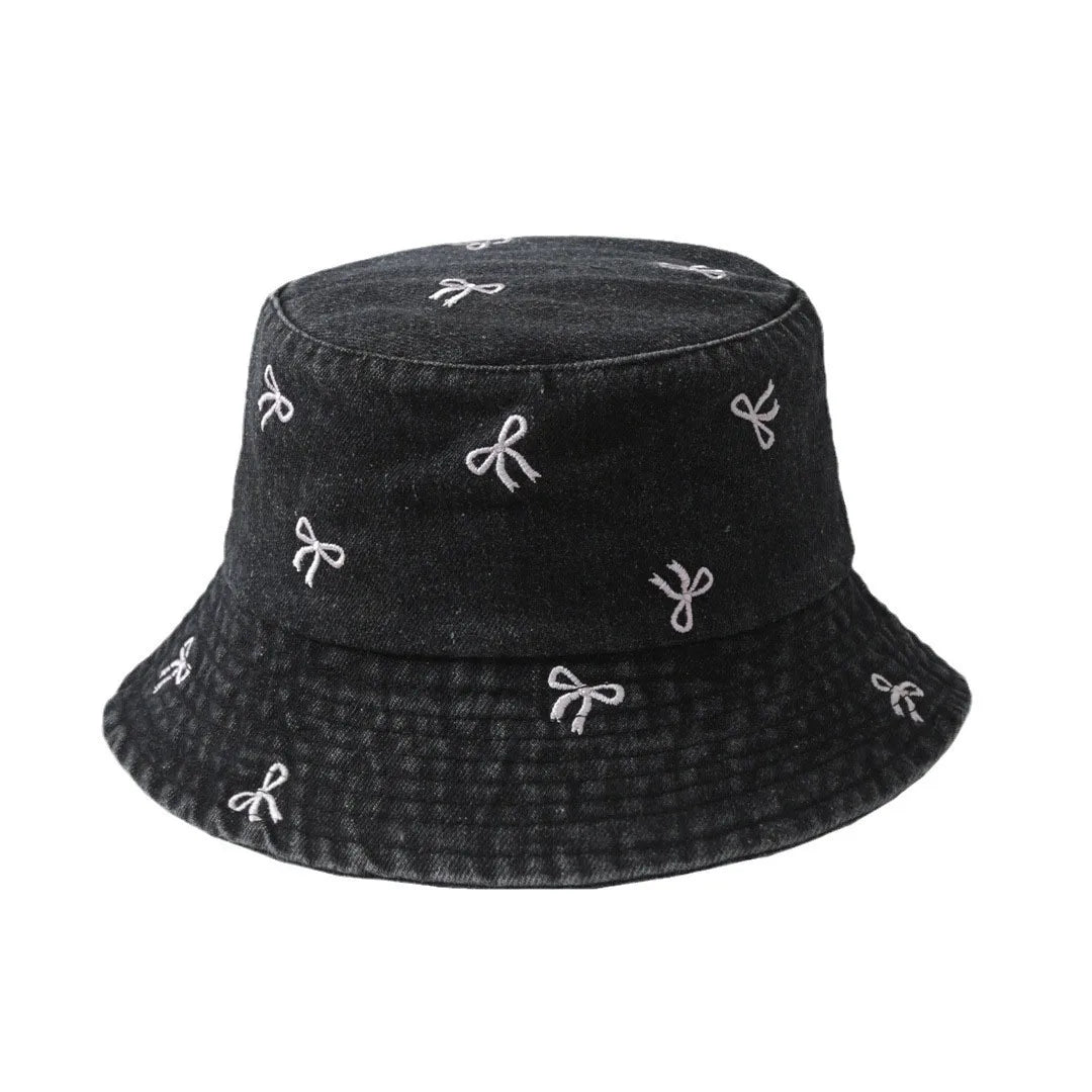 Embroidered Denim Bucket Hat – Summer Beach Fisherman Sun Hat for Men & Women | Cute Travel Cotton Sun Protection Cap, Wholesale Style