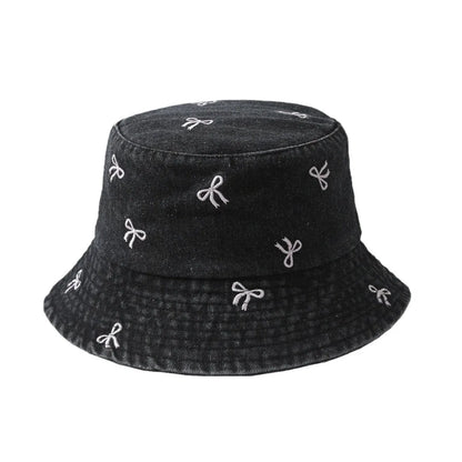 Embroidered Denim Bucket Hat – Summer Beach Fisherman Sun Hat for Men & Women | Cute Travel Cotton Sun Protection Cap, Wholesale Style