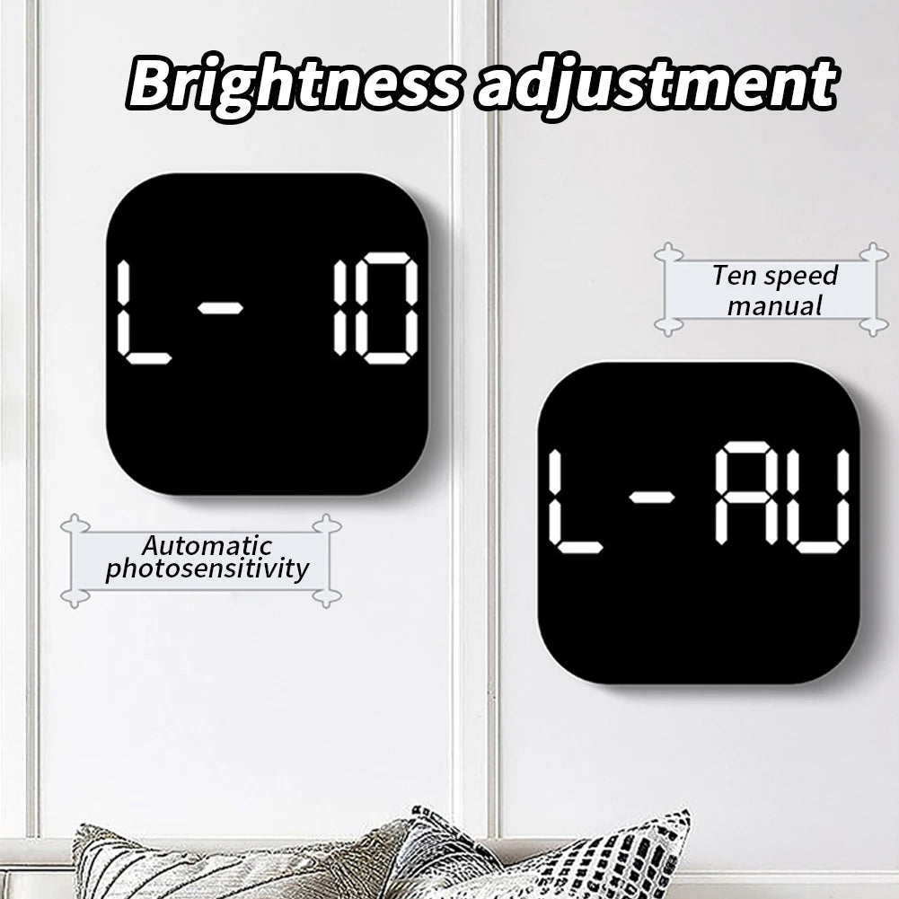 LED Wall Clock with Remote Control: Temperature Calendar Clock for Living Room Bedroom - Plastic Multifunctional Design