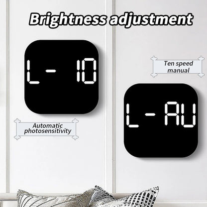 LED Wall Clock with Remote Control: Temperature Calendar Clock for Living Room Bedroom - Plastic Multifunctional Design