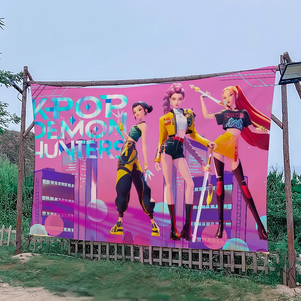 K-Pop Demon Hunters Cartoon Flag – Outdoor, Party & Home Decoration Banner