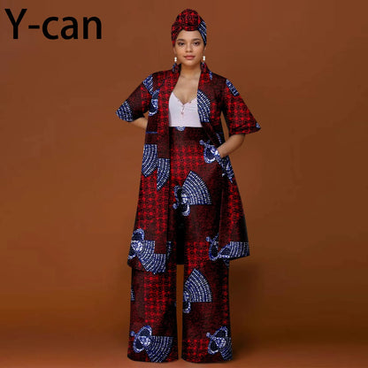African Ankara 2-Piece Suit Set for Women - Traditional Print Jacket & Pants for Office, Business & Party Wear