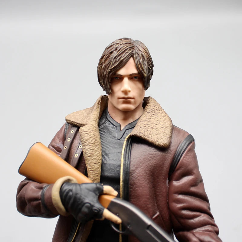33cm Leon Zombie Hunter Leather Anime Figure – Boys’ Action Model Doll & Desk Decoration Statue