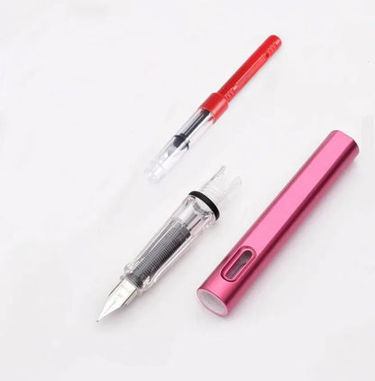 33PCS Kawaii Fountain Pen & Ink Set - Black Blue Red EF 0.38mm Replaceable Ink Pens for School Office Writing Supplies