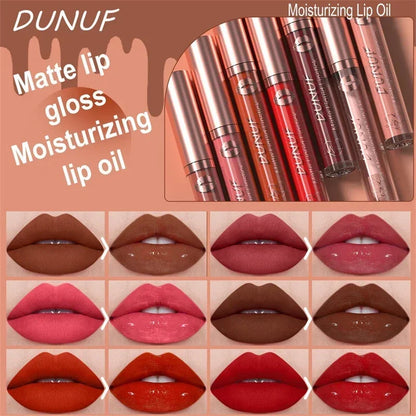 Matte Velvet Dark Red Brown Lip Gloss – Long-Lasting Waterproof Liquid Lipstick with Natural Moisturizer & Transparent Lip Oil