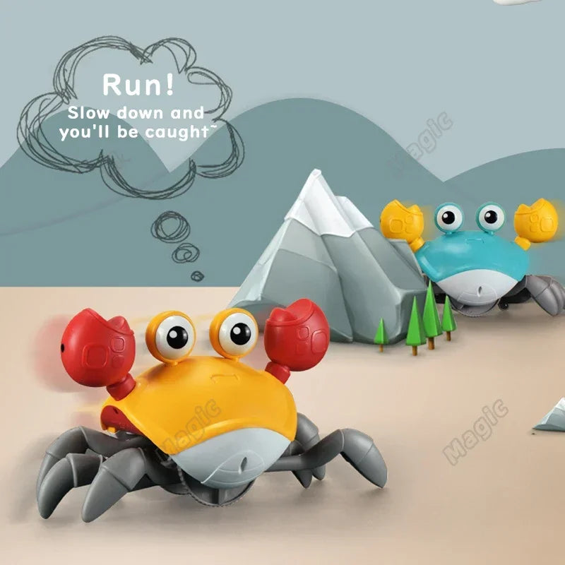 Kids Induction Crab & Octopus Crawling Toy – Electronic Musical Pets, Toddler Moving Toy that Avoids Obstacles, Party Gift