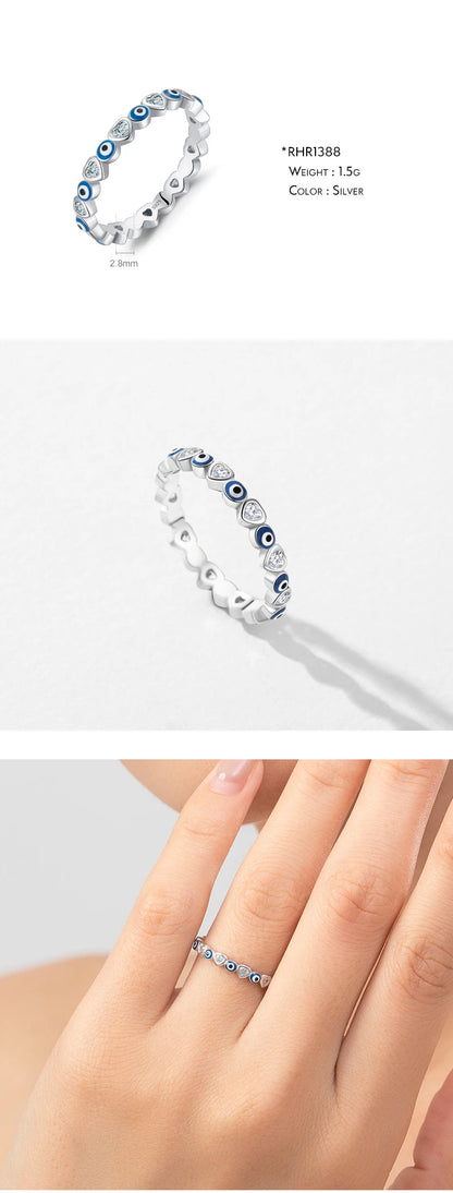 MODIAN 925 Sterling Silver Blue Ghost Eyes Ring — Sparkling Cubic Zirconia for Women