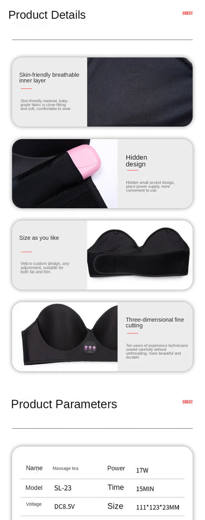 Wireless Vibration Electric Massager – Hot Compress Bra for Chest Care & Breast Firming
