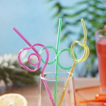 10 Assorted Silly Plastic Drinking Straws - BPA-Free, Unique Party Decor for Festive Occasions, Bulk Variety Pack