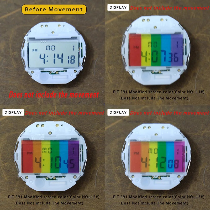 Casio F91W WS-7 A158 A159W A168 Screen Color Film - 3PCS Retro Square DIY Watch Modification Stickers