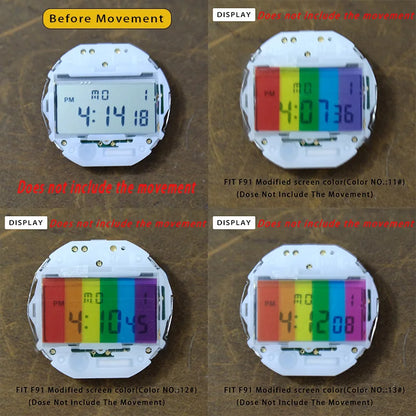 Casio F91W WS-7 A158 A159W A168 Screen Color Film - 3PCS Retro Square DIY Watch Modification Stickers