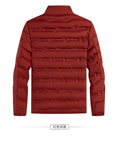 Graphene Self-Heating Down Jacket for Men – Solid Windproof, Pleated Stand Collar, Warm Winter Outerwear