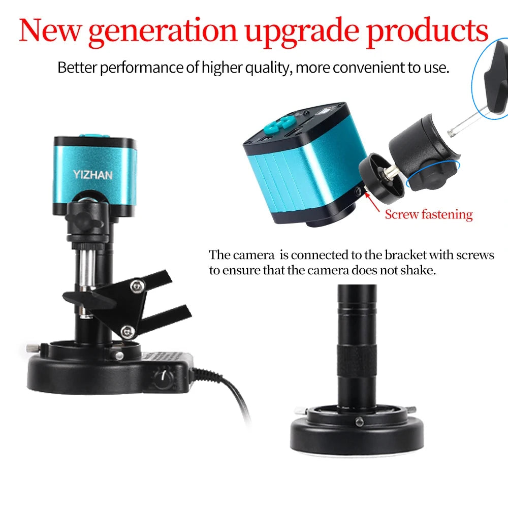 1080P 48MP 4K Digital Microscope – HDMI/USB/VGA Camera with 150X C-Mount & Articulated Arm for Repair