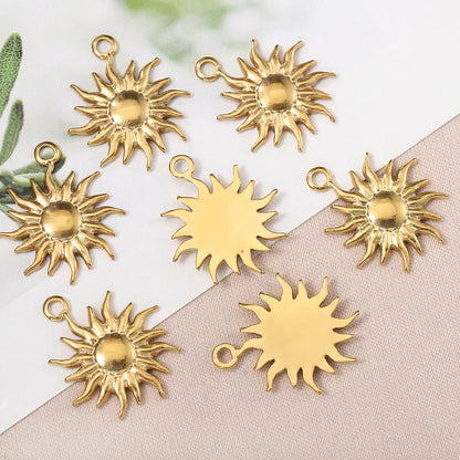 5PCS Stainless Steel Sunburst Sun Pendant Charms – DIY Jewelry Making Supplies for Necklaces & Bracelets
