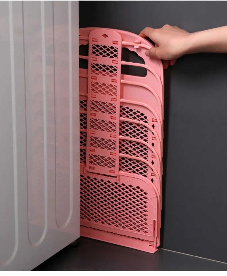 Foldable Plastic Laundry Basket – Wall-Mounted Non-Perforated Clothes Storage for Bathroom