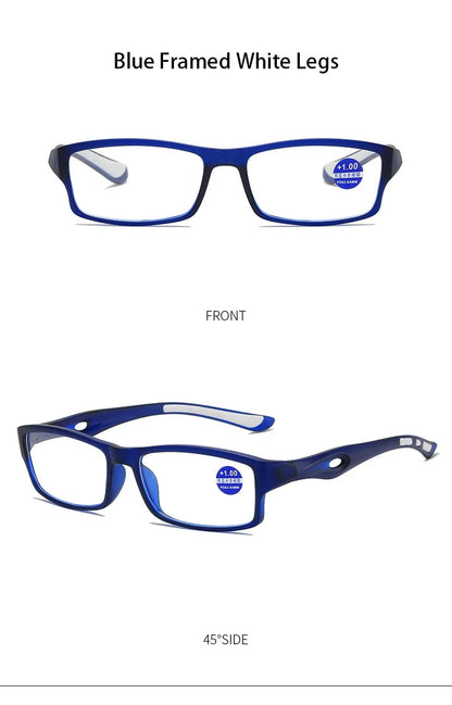 Fashion Sport Reading Glasses for Men & Women – Non-Slip Anti-Blue Light, High Definition Computer Eyewear, Diopter +1.0 to +4.0