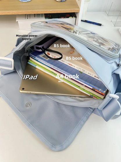Y2K Japanese Harajuku School Bag — 2024 Transparent Itabag Crossbody for Teenage Girls with DIY Badge Display Plate