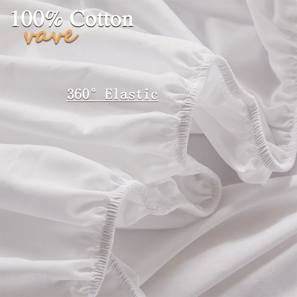 100% Cotton Fitted Sheet — Non-Slip, Adjustable Mattress Cover with Elastic Bands for Single, Double, Queen & King Beds (140/160/200cm)