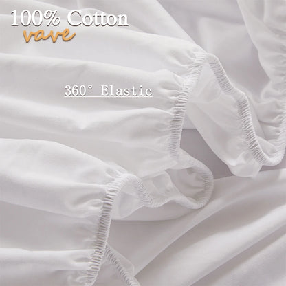 100% Cotton Fitted Sheet — Non-Slip, Adjustable Mattress Cover with Elastic Bands for Single, Double, Queen & King Beds (140/160/200cm)