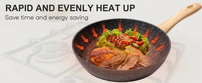 SODAY 12 Piece Granite Nonstick Cookware Set - Induction Compatible Kitchen Pots and Pans