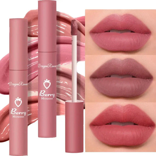 Nude Matte Lip Gloss - 12 Colors Long-Lasting Velvet Waterproof Non-Fade Non-Stick Lipstick for Women’s Makeup