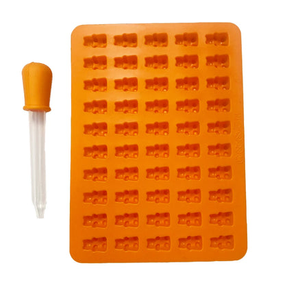 Gummy Bear Silicone Molds - Mini Chocolate Candy Molds with Droppers Food Grade Nonstick Baking Set of 4